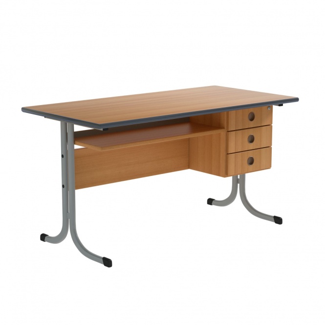 Lehrertisch, 130x65 cm (B/T), 76 cm hoch, Platte: Melamin, PU-Kante, 